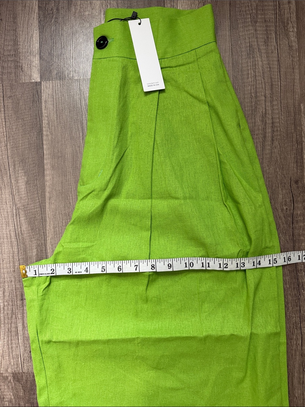 Toit Volant NWT  Wide-Leg High-Waist Pants in Lime Green - Picture 7 of 8